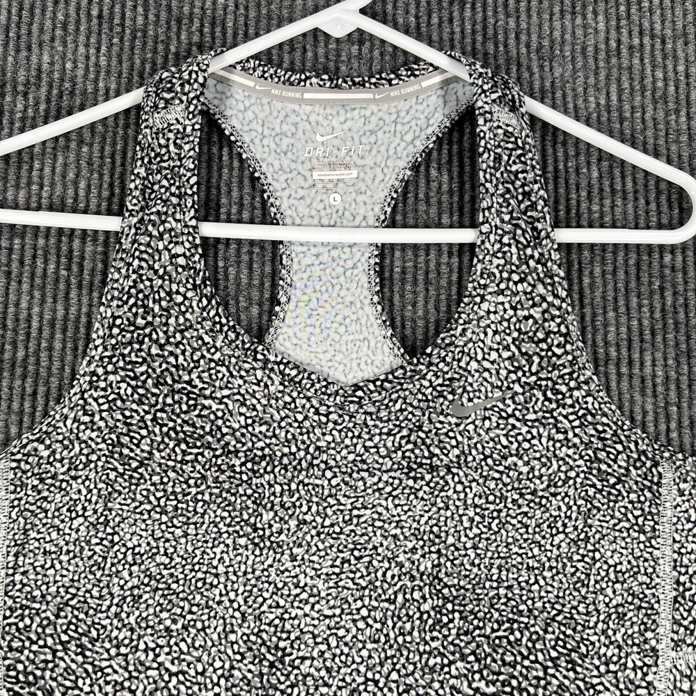 Nike Tank Top Shirt Womens Large Gray Spotted Dri Fit Sleeveless Active Gym Run